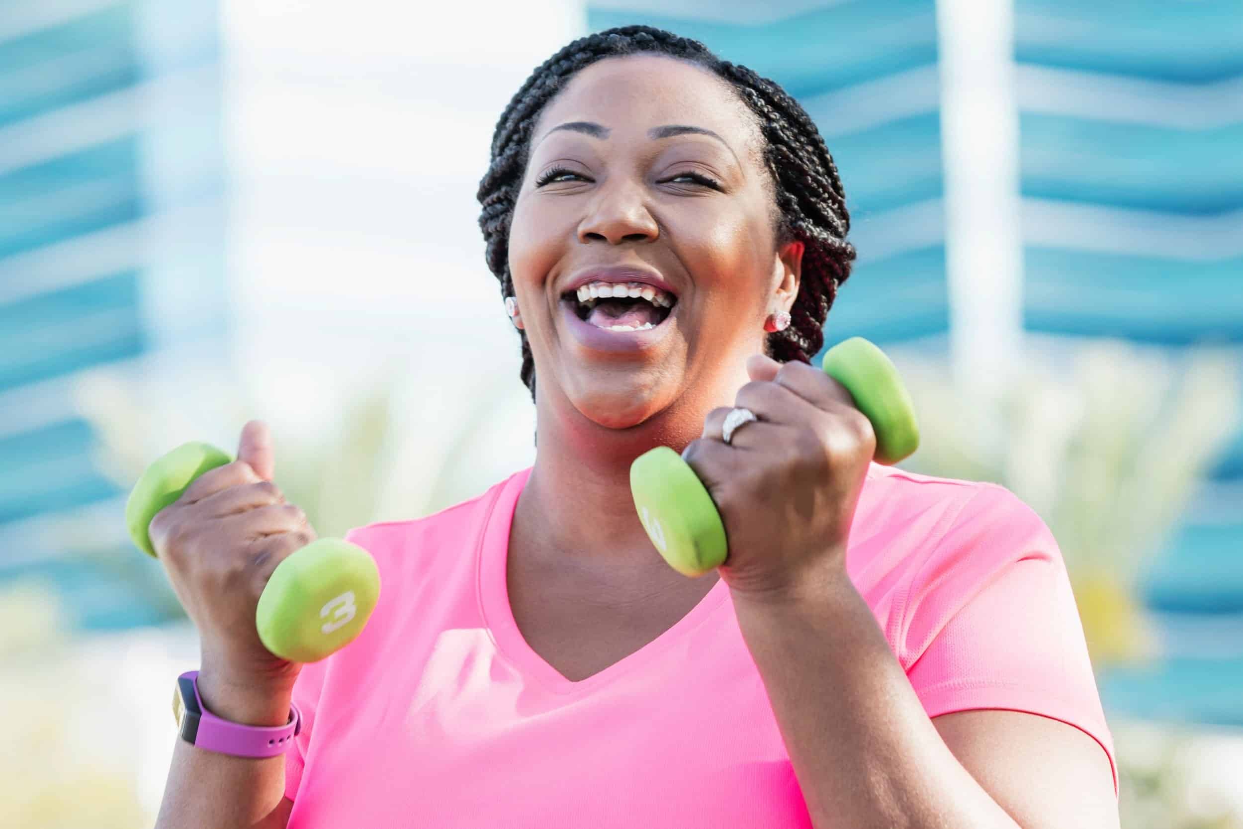 happy woman working out